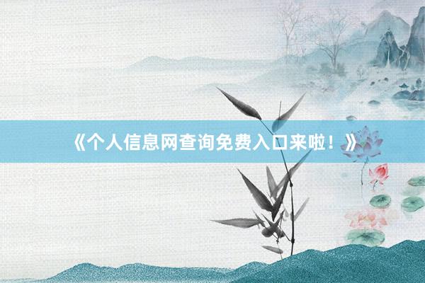 《个人信息网查询免费入口来啦！》